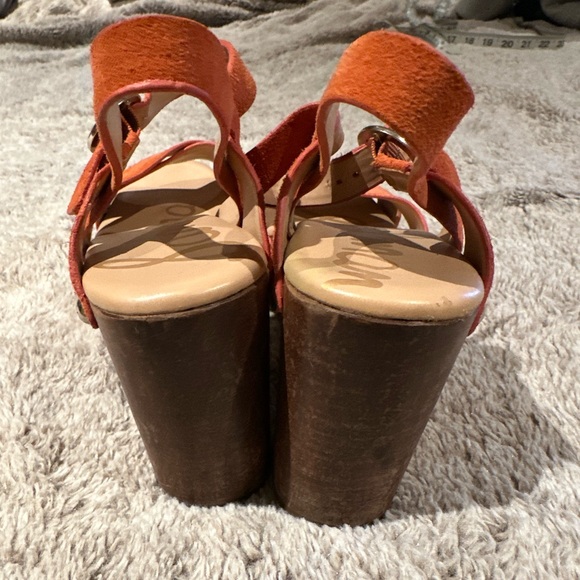 Sam Edelman Orange Suede Crisscross Sandals - Picture 6 of 9